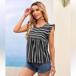 Emery Rose Black and White Blouse Size Medium #37